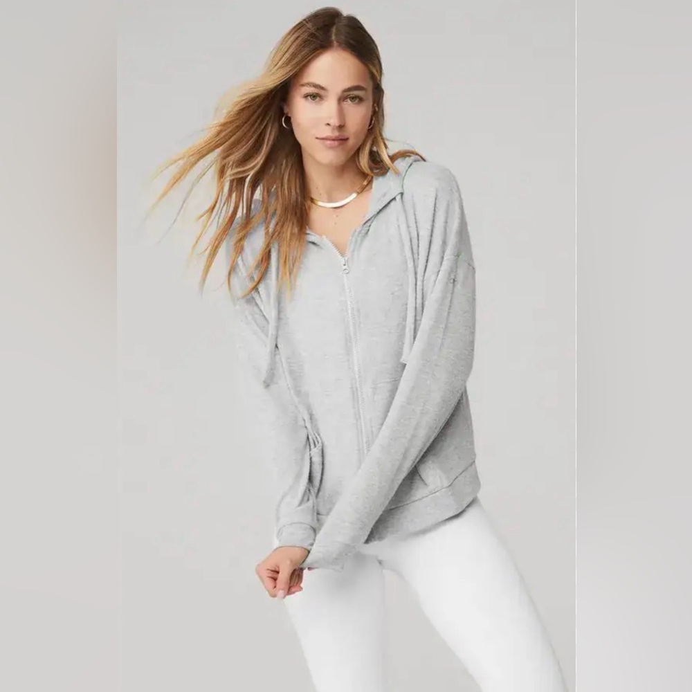 Alo Gray Zip-Up Hoodie